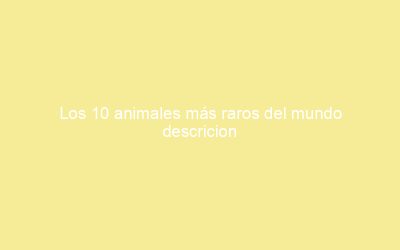 Los 10 animales más raros del mundo descricion