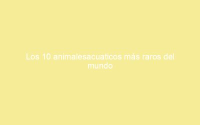 Los 10 animalesacuaticos más raros del mundo