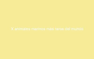 X animales marinos más raros del mundo